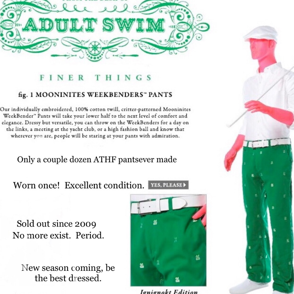 Aqua Teen Hunger Force RARE Mooninite pants ADULT SWIM 32M ATHF merch swag golf